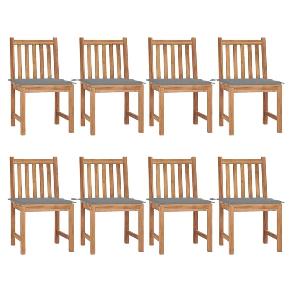 Vidaxl Záhradné stoličky 8 ks s podložkami tíkový masív